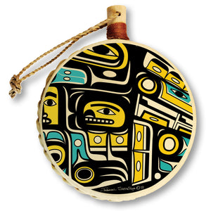Chilkat Holiday Drum Ornament | Chilkat Christmas Tree Ornament | Shotridge Native Holiday Ornament