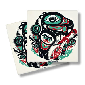 "Going to the Potlatch" Sandstone Coasters - The Shotridge Collection