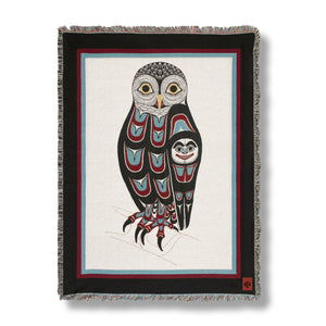Owl Tapestry Throw Blanket | Owl Fringed Blanket Throw | Shotridge Native Throw Blanket