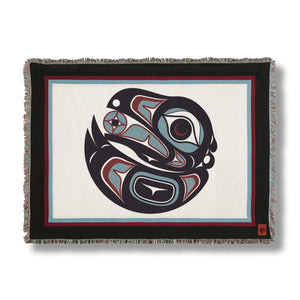 Raven 2 Tapestry Throw Blanket | Raven 2 Fringed Blanket Throw | Shotridge Native Throw Blanket