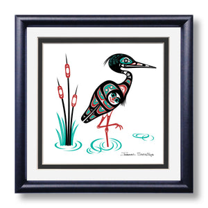 Heron Formline Design, Hand Signed Art Print by Israel Shotridge | Framed Giclée Native Art Print