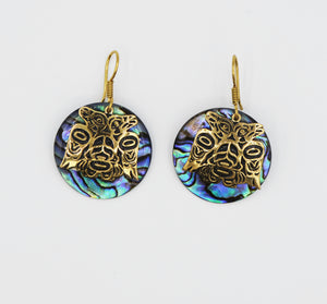 "Lovebirds" Alchemia Gold & Circular Abalone Earrings - The Shotridge Collection