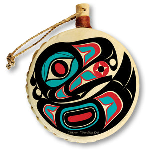 Eagle Holiday Drum Ornament | Eagle Christmas Tree Ornament | Shotridge Native Holiday Ornament