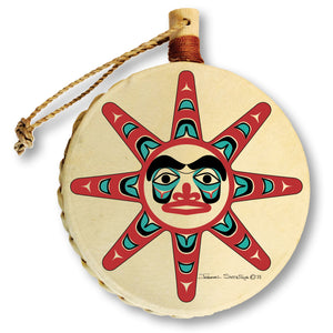 Sun Holiday Drum Ornament | Sun Christmas Tree Ornament | Shotridge Native Holiday Ornament