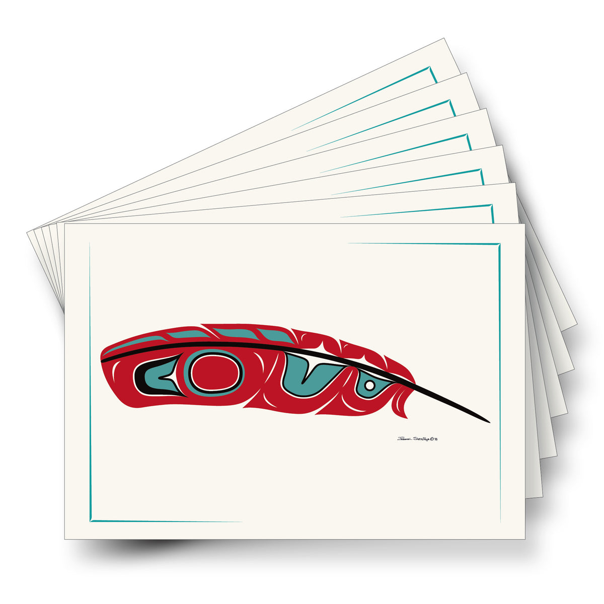Red Native Card Design Red Feather Formline Art Cards | Native American Greeting Cards – The ...