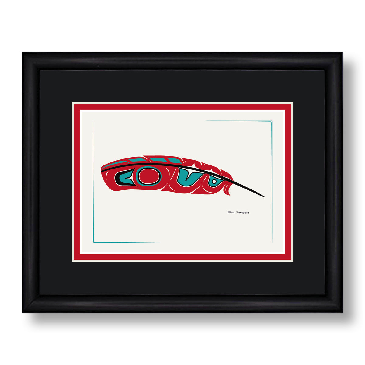 Red Native Card Design Red Feather Formline Art Cards | Native American Greeting Cards – The ...