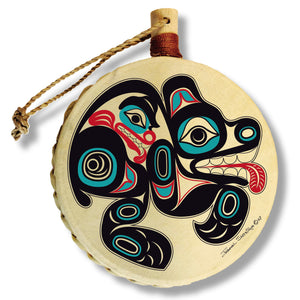Bear Holiday Drum Ornament | Bear Christmas Tree Ornament | Shotridge Native Holiday Ornament
