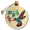 Hummingbird & Fuchsia Holiday Drum Ornament | Hummingbird Christmas Tree Ornament | Shotridge Native Holiday Ornament
