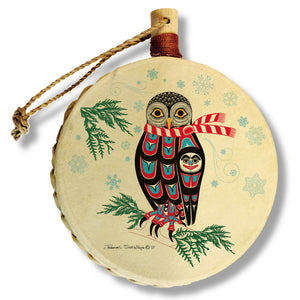 "Holiday Owl" Drum Ornament - The Shotridge Collection