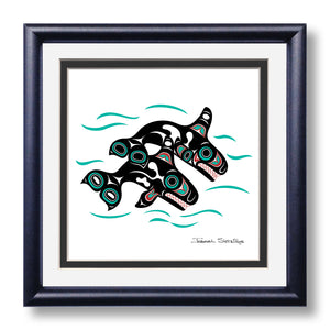 Orcas Formline Design, Hand Signed Art Print by Israel Shotridge | Framed Giclée Native Art Print