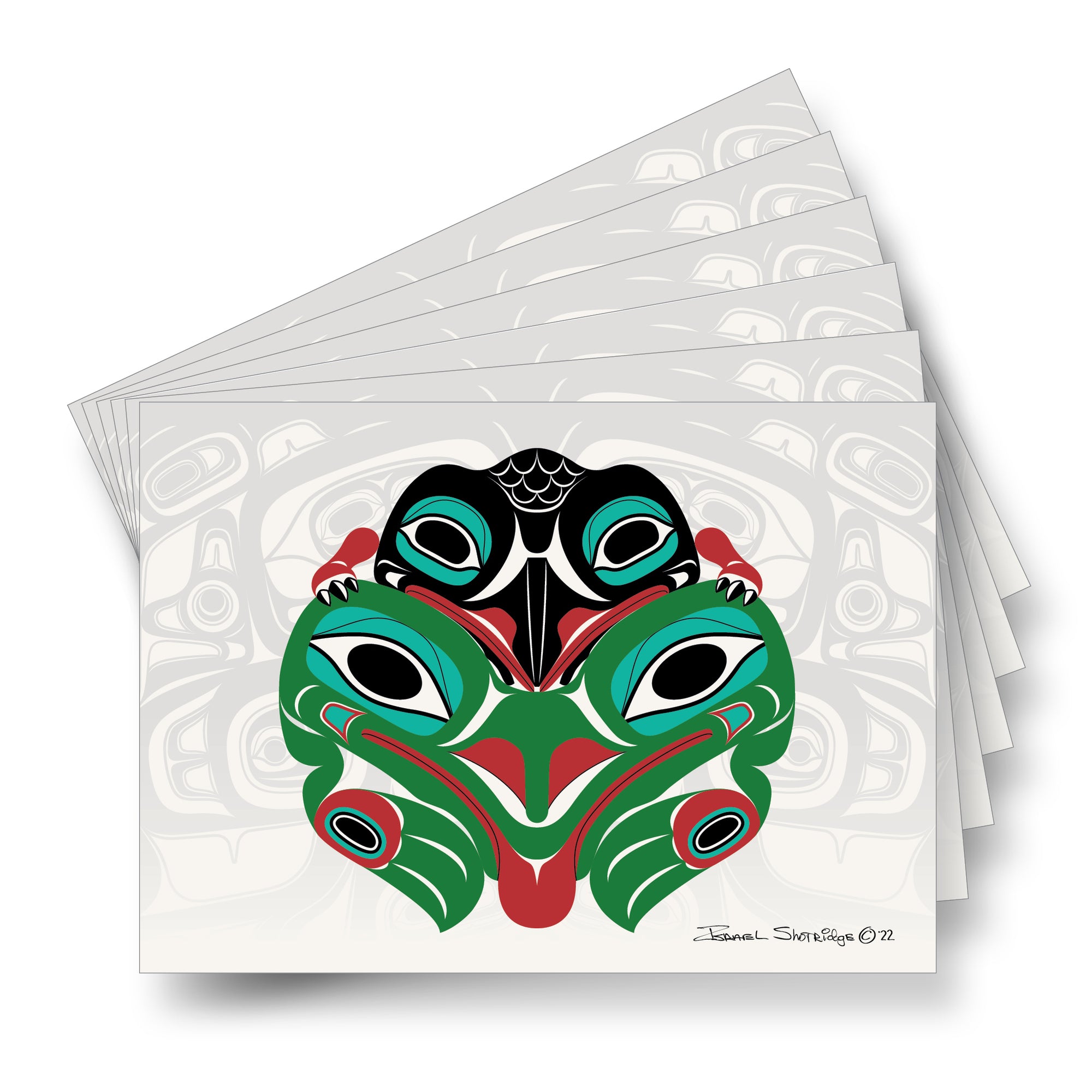 Baby Raven Frog & House Screen Formline Art Cards | Native Art Cards ...