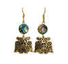 Lovebirds Alchemia Gold & Abalone Dangle Earrings - 1 inch - The Shotridge Collection