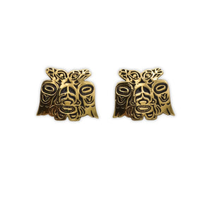 "Lovebirds" Alchemia Gold Post Earrings - The Shotridge Collection
