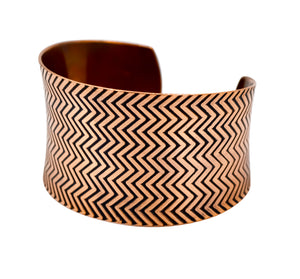 Zig Zag Hand Roller Printed Copper Cuff Bracelet - The Shotridge Collection