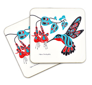 "Hummingbird & Fuchsia" Wooden Coasters - The Shotridge Collection