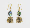 "Lovebirds" Alchemia Gold & Oval Abalone Dangle Earrings - The Shotridge Collection