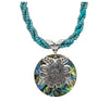 Abalone & Sterling Silver Lovebirds with Turquoise Beaded Necklace - 1 inch - The Shotridge Collection