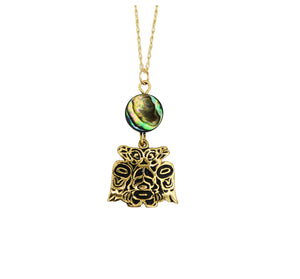 Lovebirds Alchemia Gold & Abalone Necklace - 3/4 inch - The Shotridge Collection