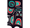 Abstract Formline Face Scarf - Black, Red, Teal