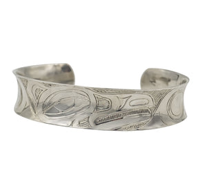 "Raven" Hand Engraved Sterling Silver Bracelet - The Shotridge Collection